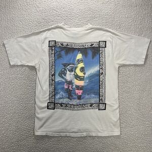 Vintage 90s Maui and Sons Shark Surf T-Shirt USA Made Big Graphic T-Shirt Sz L